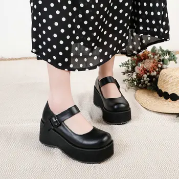 ZawsThia Round Sweet Girls College Японската Лолита JK Mary Janes Дамски обувки на платформа с лека поролоновой подметки, високи обувки-лодки размер Оверсайз 46 47 48