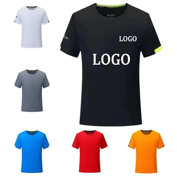 Бързосъхнеща тениска с логото, спортна тениска с къс ръкав, дишащи ризи за джогинг, спортно облекло за фитнес зала, мъжки, дамски потници, тениски