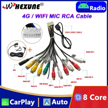 WHEXUNE 20 дупки 4G/wi-fi Version Кабел RCA радиоадаптер Микрофон, AUX вход за автомобил на Android-радио