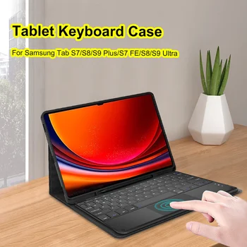 Клавиатура за Samsung Galaxy Tab S9 Ultra Plus Bluetooth Безжична клавиатура Калъф за таблет S7 S9 FE S8 Plus Ultra S6 Lite A8