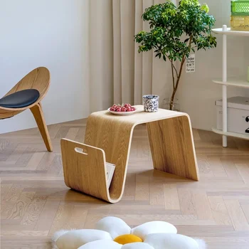 Дизайнерски Минималистичен Малка масичка за кафе N-образна Скандинавски диван, приставной маса от масивно дърво, малка странична масичка на балкона, Ъглова масичка
