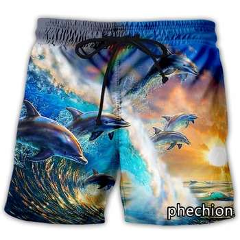 phechion/нови модни мъжки/дамски ежедневни панталони с 3D принтом на делфин, на новост, градинска дрехи, мъжки свободни спортни шорти L127