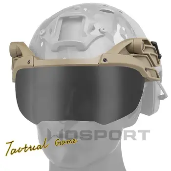 Тактически шлем Wosport Външно окачване сгъваеми очила найлон корпус прозрачни лещи за КОМПЮТЪР (каска, комплект не е включена)