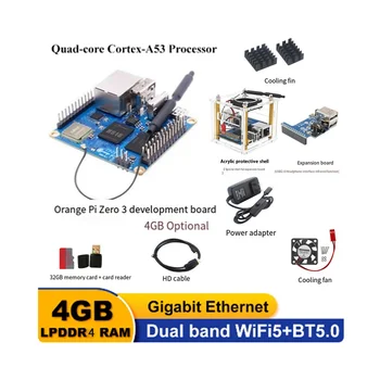 1 комплект за Orange Pi Zero 3-4 GB Одноплатный компютър H618 Чип Wifi-BT5.0 LPDDR4 Gigabit Development Board Kit US Plug