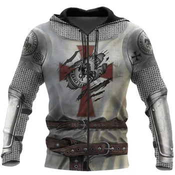 3D Печатни Престрелки Средновековна Броня Мъжки блузи Knights Templar Harajuku Модни Hoody с качулка, Унисекс Ежедневни яке Hoody