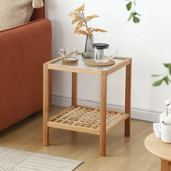 Приставной масичка за мека мебел от масивно дърво в японски стил, малка масичка за кафе от стъкло за хола, творчески кът, няколко бюфети