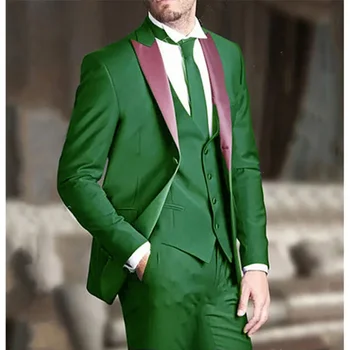 2024 Европа и Съединените Щати Нов Мъжки костюм на Корейската версия на Ежедневна Мъжки костюм Комплект от три елемента Облекло Мъжко Облекло