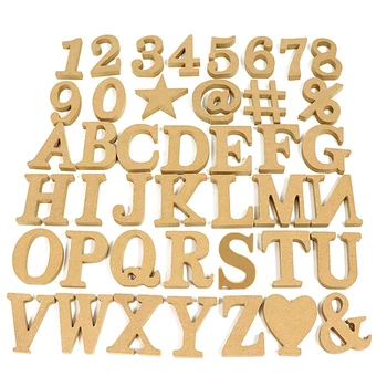 НОВОСТ-43ШТ Дървени букви, непълни дървени букви, декоративни стая букви, нарязани на парчета, за украса на табели за дома за бродерия