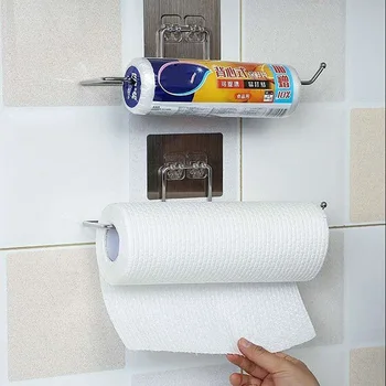 Самоклеящийся държач за тоалетна хартия от неръждаема стомана, Организаторите, Закачалка за хавлии, без перфорация, Монтиране на стена, Аксесоари за тоалетни принадлежности