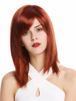 Популярният червен директен женски перука за cosplay, със средна дължина, с пробором за костюмированной партита