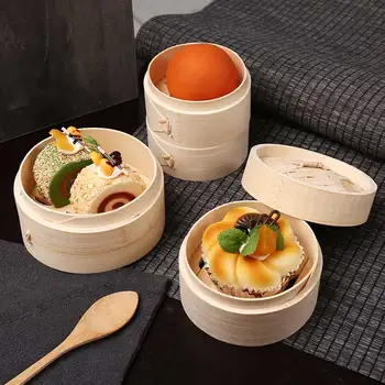 Бамбук двойна котела с набор от капачки, Готварска Печка, плетене на кошници Кухненски Инструменти за готвене на пара кнедлите закуски, Зеленчуци, Яйца, Ориз, риба