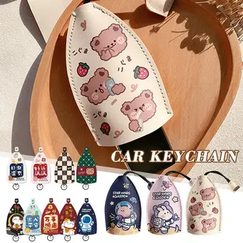 Чанта за ключове выдвижного тип с принтом анимационни животни от изкуствена кожа, портфейли за ключове, ключницы, калъф за ключове от кола, нов кожен калъф за ключове на ключодържател