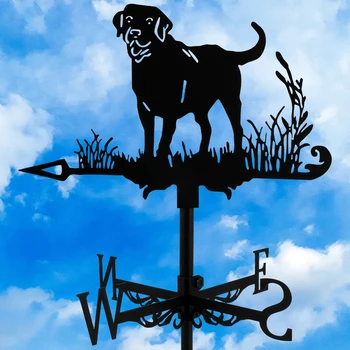 Ветропоказател за кучета Метални pinwheels за посоката на вятъра във формата на животни, Декоративни pinwheels за кучета Творчески индикатор за украшение във формата на черна кучета за двор