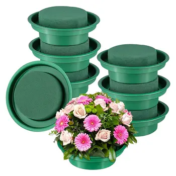 8 Опаковки Кръгли Купи От Цветя Пяна САМ Flower Arrangement Kit Зелени Кръгли Мокри Блокове от Цветя Пяна за Сватбен Декор