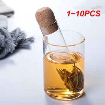 1 ~ 10ШТ Мини-прозрачно Цедка за чай, чайник Стъкло за заваряване на чай Празна бутилка Пробирка за приготвяне на Чай набор от Корк, Стъклена бутилка Тръба Кухня