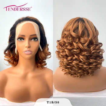 Tendersse 2024 Малайзия Ombre Funmi Hair Свободна Вълна Бесклеевые Перуки Дантела Отпред 13x4 HD 200% Плътност на Свободни Къдрици Отпред Дантела Перуки