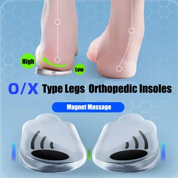 Магнитните силиконови Ортопедични стелки за обувки За мъже и жени, за да се улесни подошвенного фасциита O / X Краката, корекция на коляното варуса, пета подложки за краката