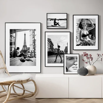 Парижката мода, Момиче-Ангел, е черно-бяла снимка, плакати на Скандинавскую тема и щампи, монтиране на изкуството, платно, маслени картини, живопис за модерна декорация на дома