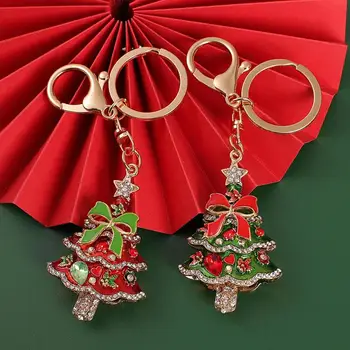 Ключодържател във формата на Коледна елха, Коледна украса с кристали, Преносими декоративни фестивални бижута, Цветни висулка за чанти