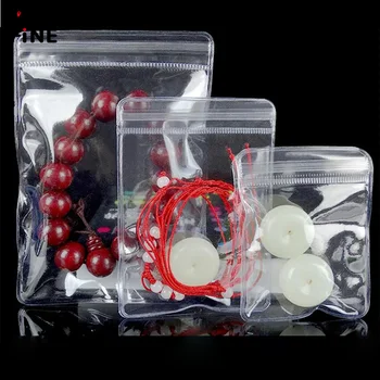 100шт Прозрачни пластмасови бижута Чанта с цип, Антиокислительная Пластмасов батерия, обеци, мъниста, чанта за гривна, подаръчни торбички от PVC