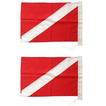 2X Гмуркане-флаг За Гмуркане И Подводен риболов С Поплавъка, Буем, Лодка, Шести 35x50 см