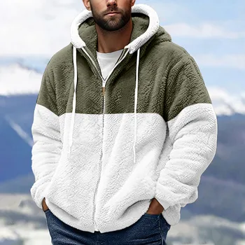 Мъжка жилетка с качулка, вязаный пуловер, зимно палто от плътна отвътре, топло случайни трикотаж, монофонични жилетка, мъжки пуловер с качулка