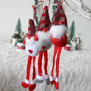 Коледна украса Плюшени висулки с коледната кукла на дълги крака, творчески висулки за украса на коледните кабинет