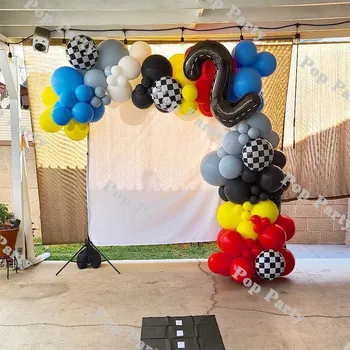 Парти с Балони За Състезателен Автомобил, Арка честит Рожден Ден, Черна Пул От Алуминий De Ach Globos за Декор за Състезателни Автомобили, Аксесоари 135