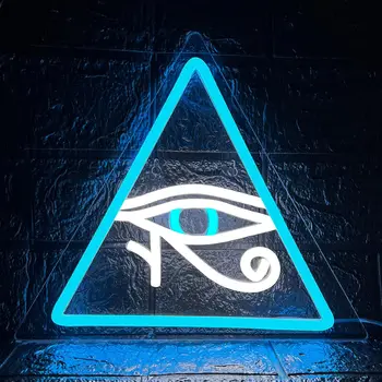 Неонова лампа Eye of Horus за декора на стените спални Eyes Естетичен декор, осветление, арт подарък за игри стая, Halloween, Коледно парти