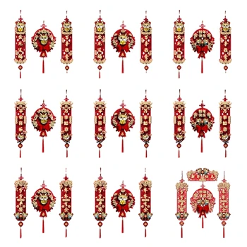 Q1JB Традиционни китайски Коледни двустишия 2024 Пролетния фестивал Двустишие с орнаменти иероглифа Fusi Украса на дома