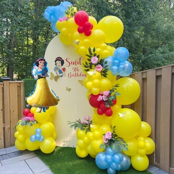 91 бр. Комплект Арка-гирлянди от балони Принцеса на Disney snow white, Жълти Латексови балони, украса за Рожден Ден, Аксесоари за къпане на бебето