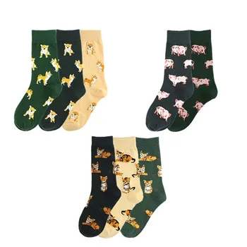 1 чифт Нови модни женски памучни чорапи с шарките на Kawai за момичета Забавно куче Shiba-Ин Corgi С мил домашен любимец шарките на Случайни чорап