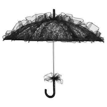 Чадър чадър Завързана черен Ретро Сватбен слънцезащитен готик Готик прозрачните чадъри на партита, женски Паризоль, викториански декор, бродерия на булката