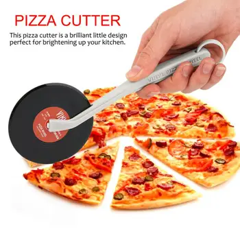Домашен професионален нож за пица с рязане на пресни резени Дизайн на винил плочи Нож за пица Кухненски принадлежности за печене Инструменти за пица