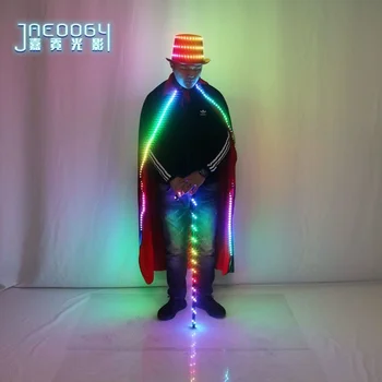 Светещ led, шапка, дъждобран Cosplay джаз танц необичайни патерици ktv disco performance Glow облекло подпори тенденция