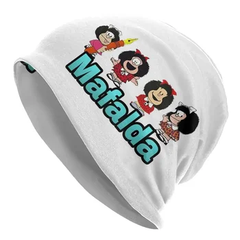 Аниме Mafalda, топло вязаная капачка, модна шапка-качулка, есенни и зимни улични шапки, шапки за възрастни Унисекс
