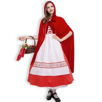 Възрастен костюм Червената Шапчица за cosplay на Хелоуин.