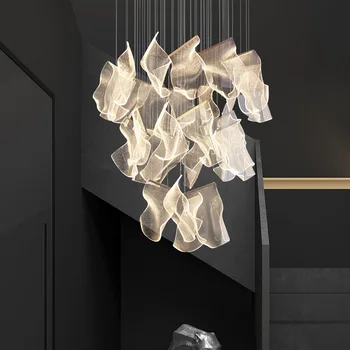 Креативна полилей в стил постмодерното, led регулируема подвесная лампа за трапезария и хол, Двустранно осветление на жлеба на скалата стълби със завъртане