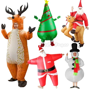 Коледни надуваеми костюми на Дядо Коледа, Човечето Човече, Лосове, Снежен човек, Дърво, костюмиран, Карнавальная парти за деца и възрастни