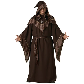 Костюми магьосник Средновековието за cosplay възрастни на Хелоуин, карнавальную парти, Сценичното представяне, реколта дълги одежди на средновековен монах