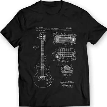 Les Paul Guitar T-Shirt Music Tee Patent 2019, Нова Мода, Смешно Топ от 100% памук Slim Fit, Обикновена Маркови Тениски