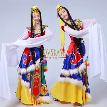 Нов тибетски костюм с водни ръкави, Танцов костюм етнически малцинства, Тибетски халат за баня с водни ръкави