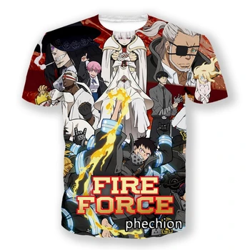 phechion, Нова Мода Мъжка/Женска Тениска Fire Force с 3D Принтом И къс ръкав, Ежедневни Лятна риза в стил Хип-Хоп, Върхове S68