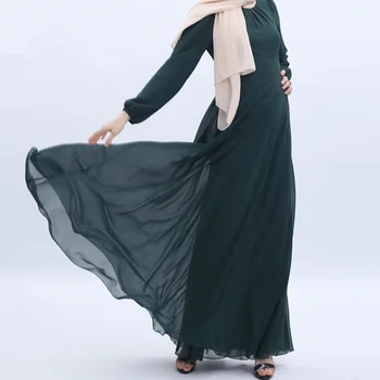 2023 Мюсюлмански Абаят, Однотонная Тънка пола-trapeze Абая Femme с Дълъг ръкав, през Цялата силует, Ислямското Женствена рокля за Европа и Америка