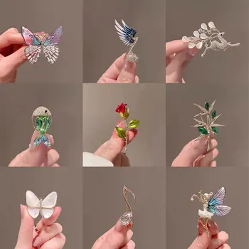 Корейското модно Насекомо е Пеперуда водно Конче Кристален брошка и Кристали Перла Цвете на Жени в ревера Луксозни Бижута Брошки и Аксесоари