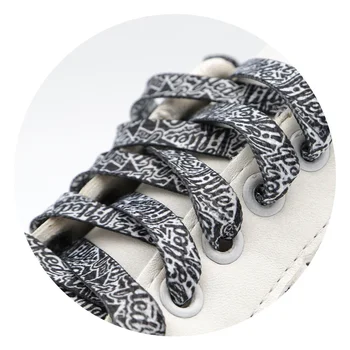 Парусиновая обувки на плоска подметка с уличната печат 8 мм, ремък, Черно-бял топ, Спортни обувки, шнурове за унисекс, абстрактно изкуство, графити стил