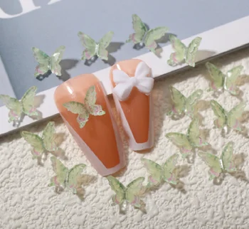 20 бр/ пакет Многоцветен светкавица 3D Пеперуда Мини-Шарм от смола С кристали За дизайн на ноктите, със собствените си ръце /за Бижута и аксесоари