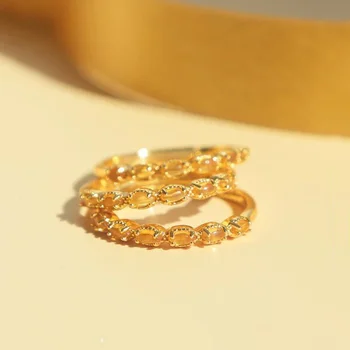 Оригинален дизайн, дамски пръстени във формата на сенници, инкрустиран със сребро, свежи и нежни класически бижута, регулируеми