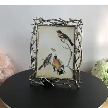 Декоративни рамки от птици и клонки, златна семейна рамка за снимки, Романтични подаръци за годишнина от сватба, украса на масата