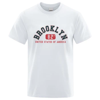 Бруклин 82, Съединените Щати На Америка, Градинска Дрехи, Мъжки Свободна Тениска Оверсайз, Летни Памучни Свободни Ежедневни Ризи С Къс Ръкав